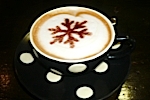 Morzine snowflake lattee in one of the many cafes